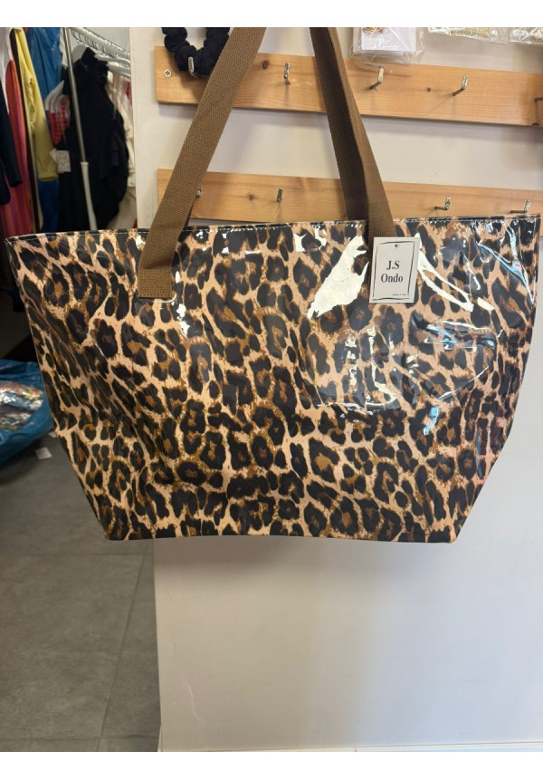 BOLSO PLAYA PLASTICO LEOPARDO