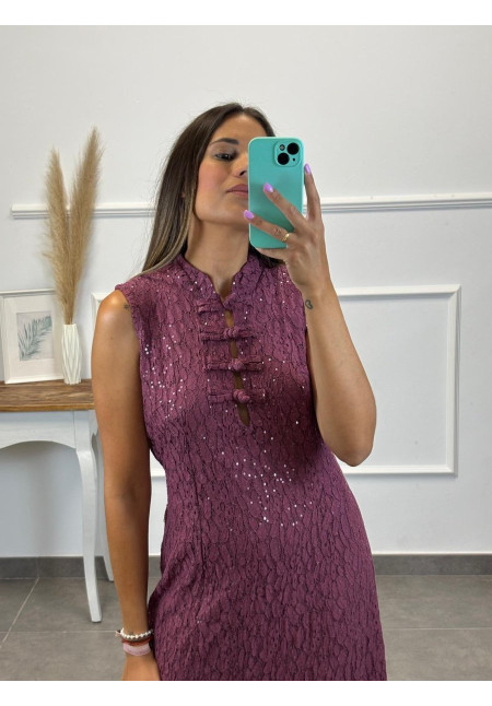 VESTIDO BRILLO ENCAJE 14866