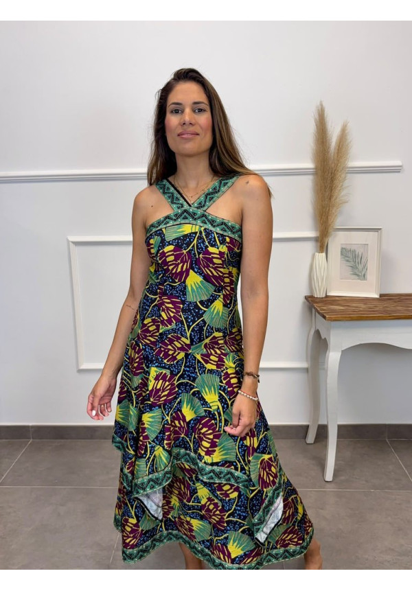VESTIDO ESTAMPADO VOLANTES 14695